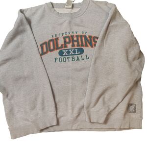 Vintage NFL Gridiron Miami Dolphins Embroidered Gray Crewneck Sweatshirt Men 2xl